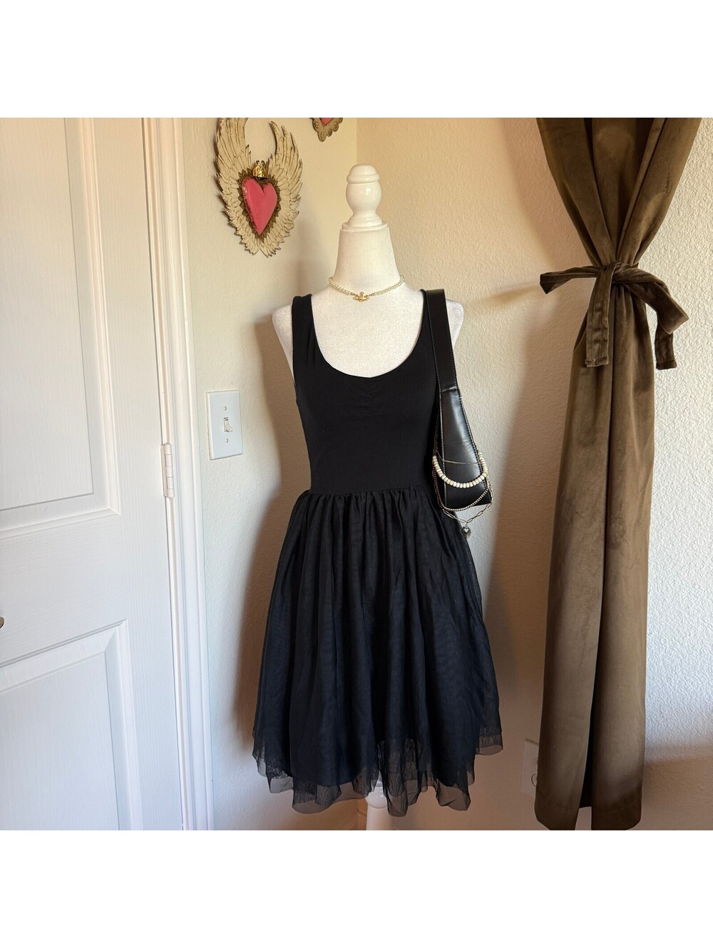 Xhilaration Ballerina Tulle Skirt Coquette Black Sleeveless Fit Flare Dress XS